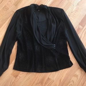Black beaded top with sheer sleeves